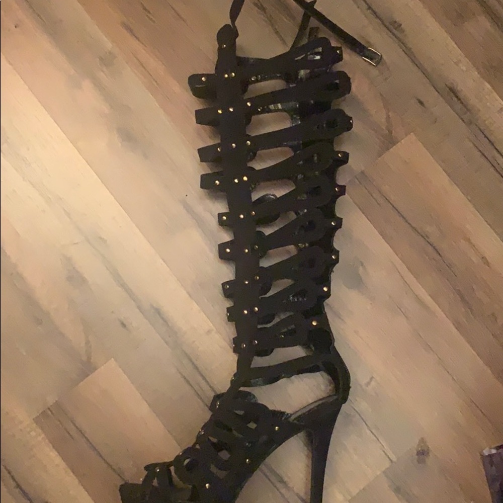 Knee high gladiator sandal heels